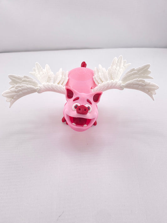 Articulated Flying Pig Figurine