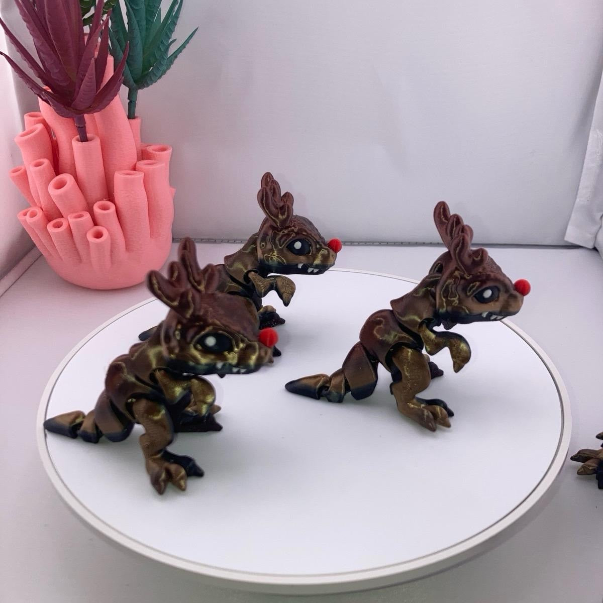 Mini Holiday T-Rex Figurine Decoration