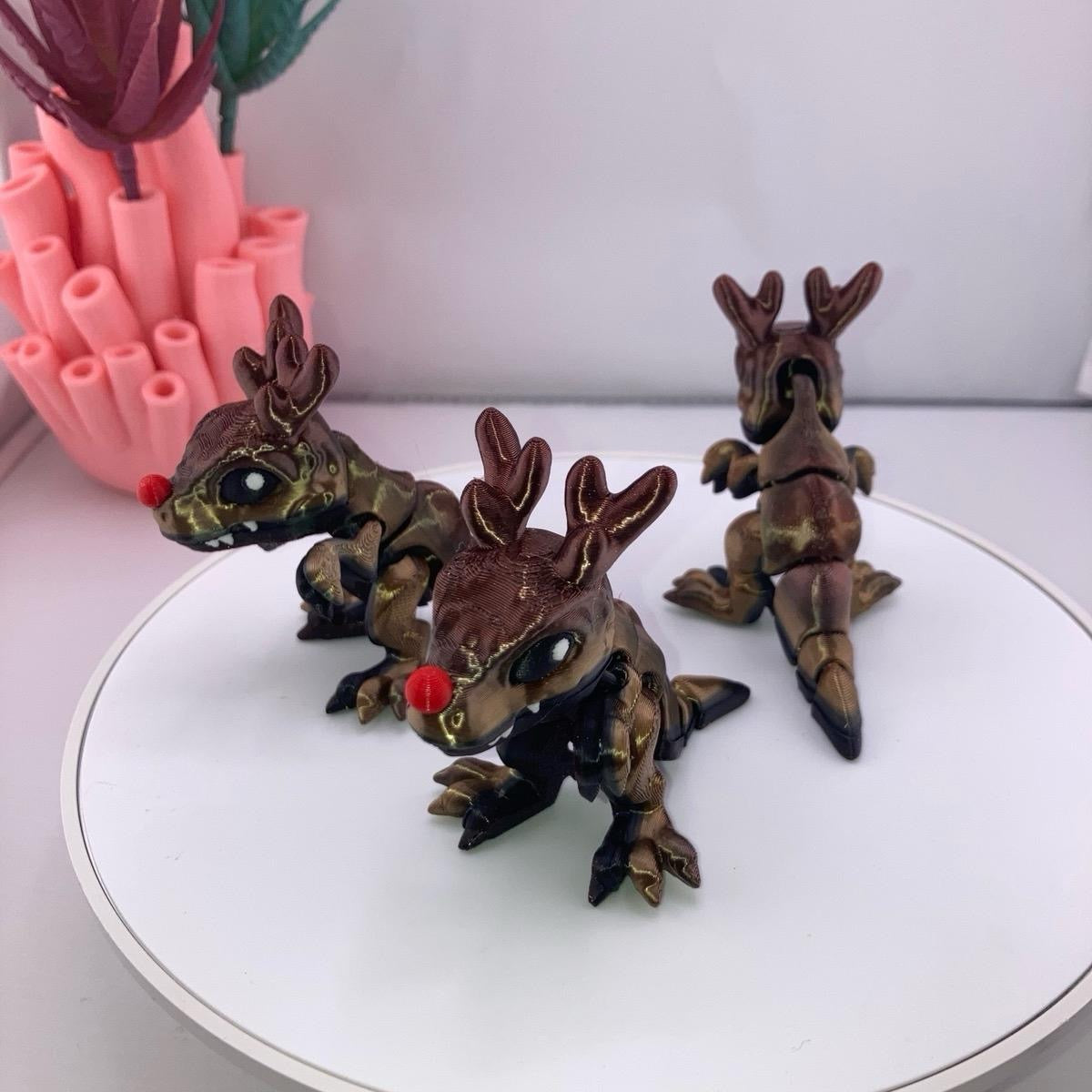 Mini Holiday T-Rex Figurine Decoration