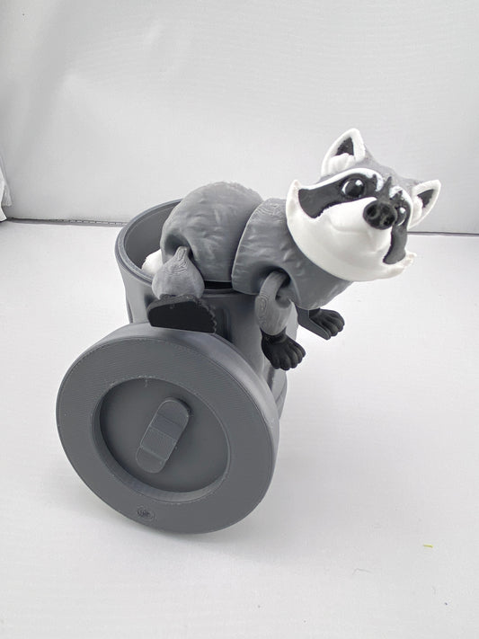Trash Panda Racoons in Trash Can Figure Decoration