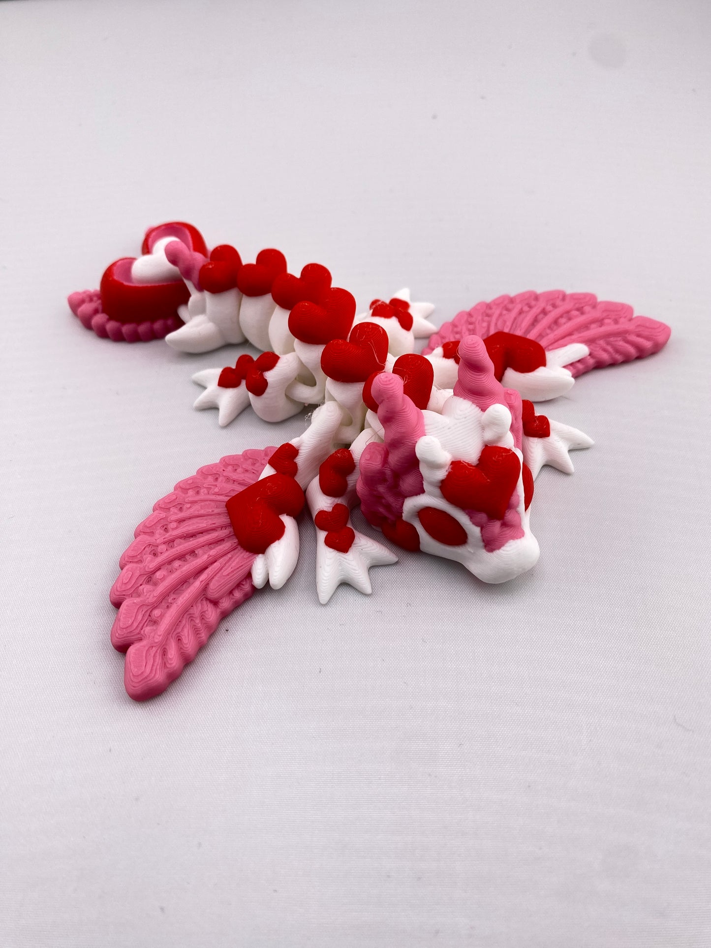 Tiny Love Dragon,Valentines Day,Fidget Figurine,Anniversary Gift,Birthday Present,Cinderwing3d,3D Printed,Dungeons,Hearts,Wings,Living Room Decor