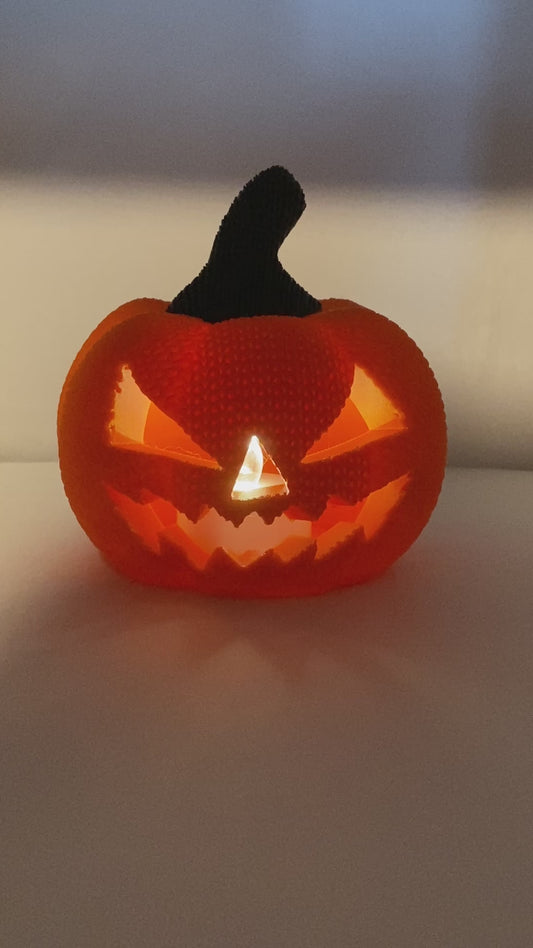 LED Light Up Halloween Crochet Jack-O-Lantern Decoration